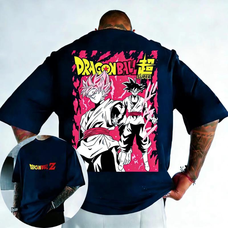 2026 Summer Dragon Ball Anime Cotton Tshirt Goku Printed Mens and Womens Street Trendy Loose Casual Family Parent Child Tops