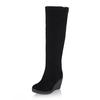 Fashion 34-43 Winter Fur Boots Ladies High Heels Platform Knee High Snow Boots Women Warm Fur Wedge Shoes Woman