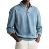 Polo da uomo a maniche lunghe tinta unita con colletto e bottoni, per ufficio, pendolari, casual da lavoro, pullover, maglietta sportiva alla moda