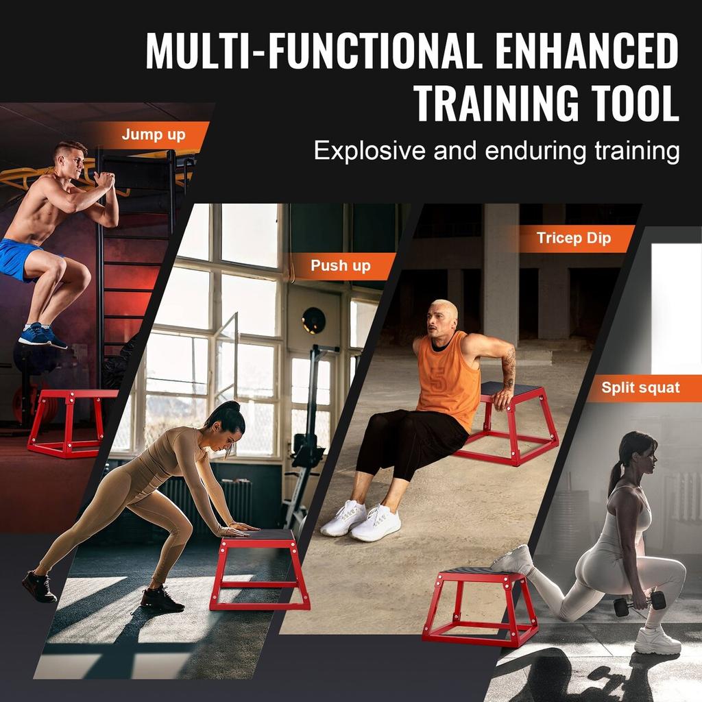 Plyometric Jump Box, 12 Inch Plyo Box, Steel Plyometric Platform and Jumping Agility Box, Anti-Slip Fitness Exercise Step Up Box for Home Gym
