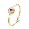 Authentic 925 Sterling Silver Delicate Red Crystal Small Finger Rings For Women Wedding Band Fashion Statement Jewelry