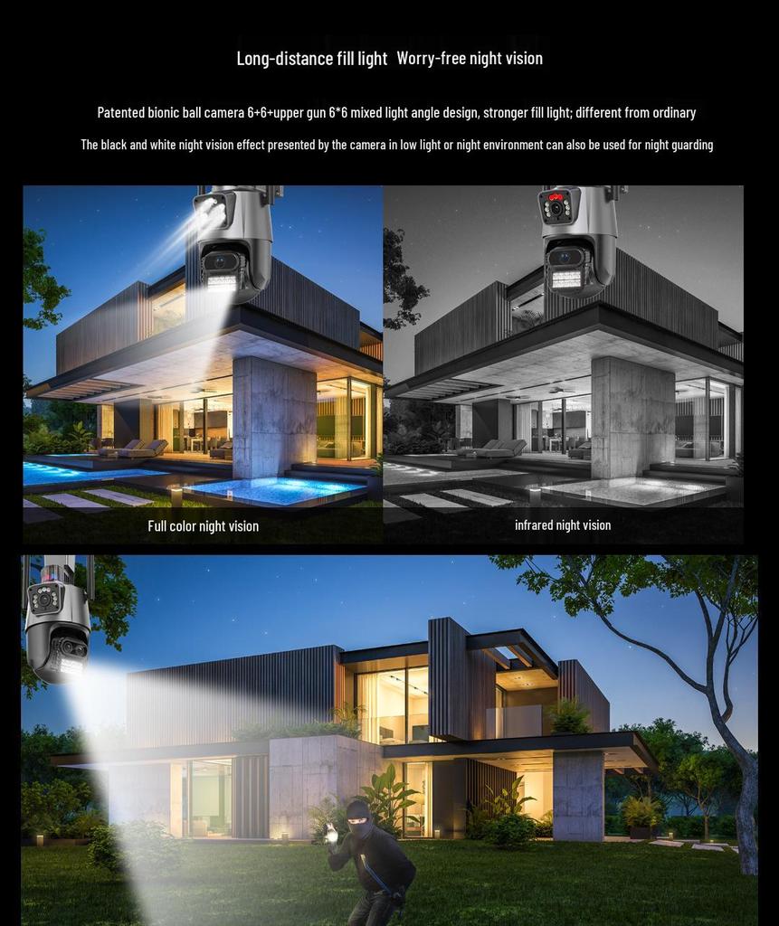 P11 Dual Lens 4G WiFi PTZ Outdoor Surveillance Camera with Dual Antennas and Dual Screens