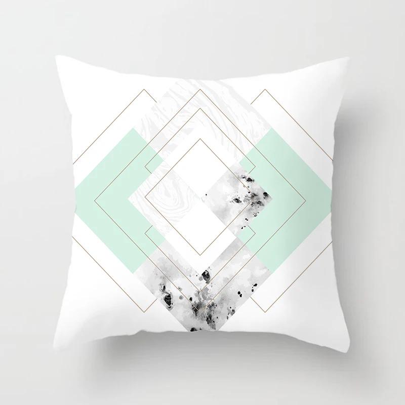 Mint Geometric Cushion Cover Polyester 45X45CM Pillowcase Home Decorative Throw Pillow Covers