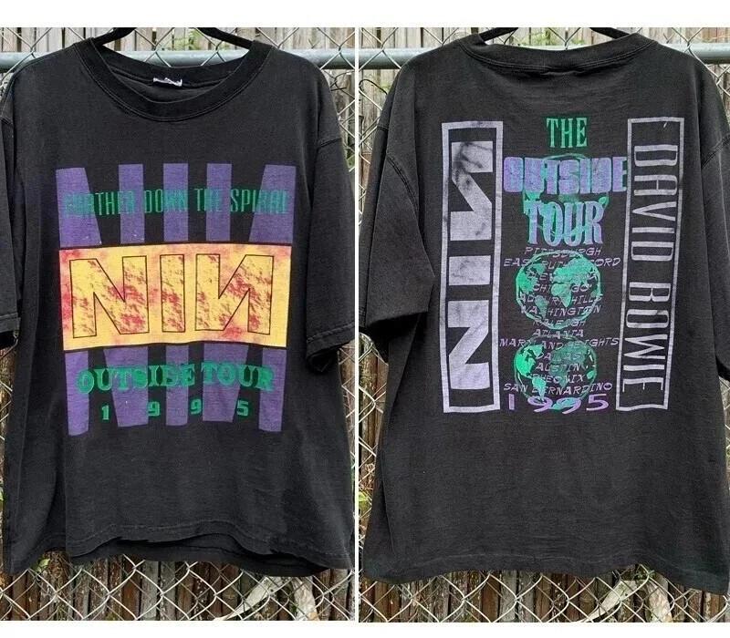 

Винтажная футболка 1995 года Nine Inch Nails David Bowie Outside Tour, двусторонняя, унисекс, репринт S