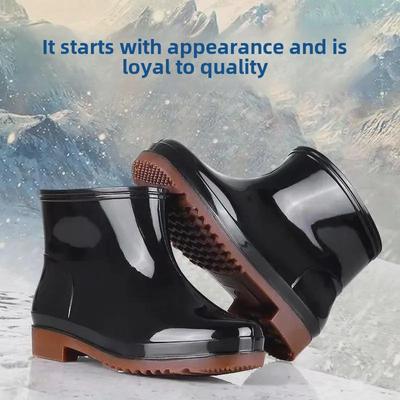 Herren Wasserdichte Rutschfeste Warme Gummi-Regenstiefel mit Verdicktem Low-Top-Design