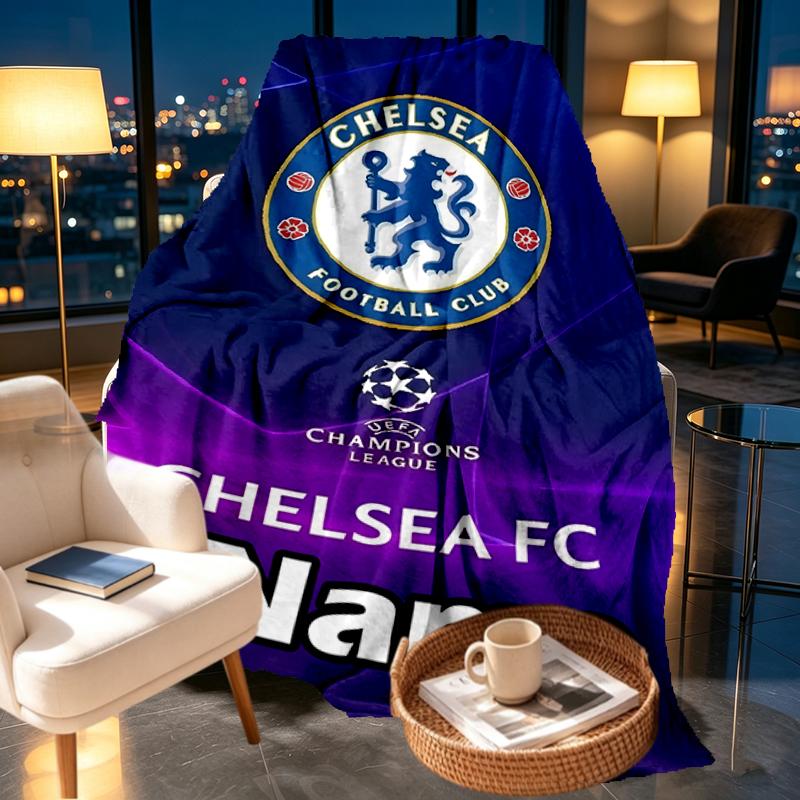 Custom Name Personalized football club F.C Print Blankets, Home Decor, Bedroom, Sofa, Camping, Couch, Gifts for Birthday Christmas