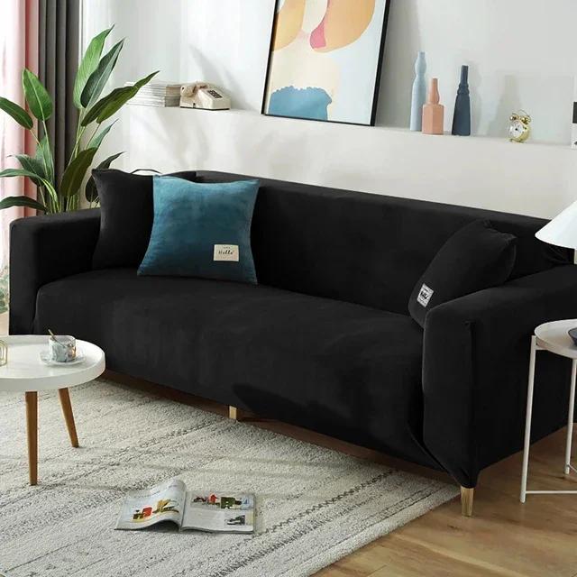 Dicker Sofabezug aus Samtplüsch für Wohnzimmer, 1/2/3/4-Sitzer, elastischer L-förmiger Ecksessel, Sofabezug, Möbelschutz