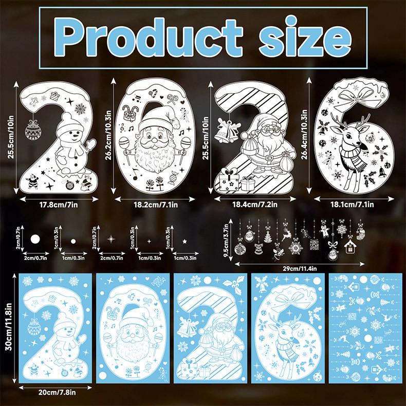 Deer Christmas 2026 Snowman Pvc Window Decals Holiday Home Decor Set Stickers