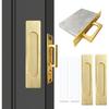 Recessed Finger Flush Pulls with Edge Pull, Sliding Barn Door Handle Hardware, for Cabinet, Pocket, Closet, Barn Door Handle Pulls (Gold,