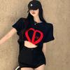 ins super fire love letter short sleeve t-shirt women loose design sense niche Korean version student versatile on clothes