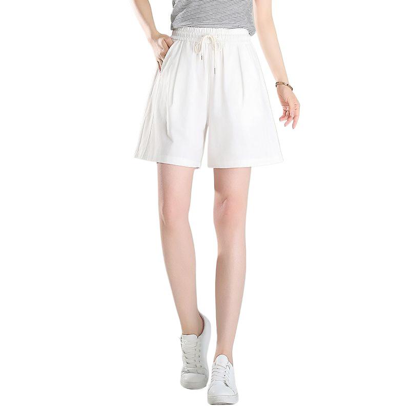 High-Waisted Cotton Sports Shorts - Loose, Wide-Leg, Summer Casual Plus Size