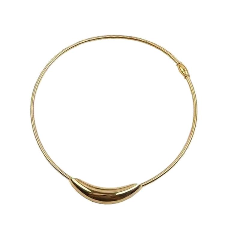 Collana Tubo Curvo in Metallo Unico Collane Girocollo Eleganti e Personalizzate Colletto Ergonomico per Festa Nightclub