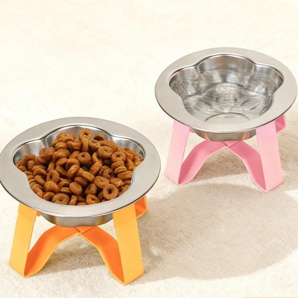 Large Diameter Stainless Steel Cat Bowl Detachable Feeding Bowl Pet High Footed Bowl  Pet Feeding