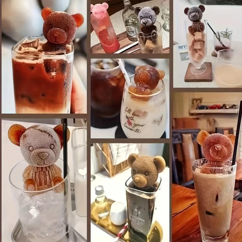 Silicone Material 3D Bear Shaped Ice Mold For Whiskey Cocktail Cooler Making Diy Bar Kitchen Tool Supplies