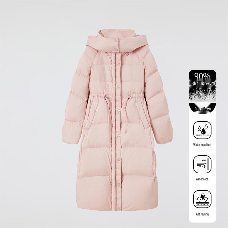 FivePlus Women s Winter Hooded Long Belted Down Jacket L