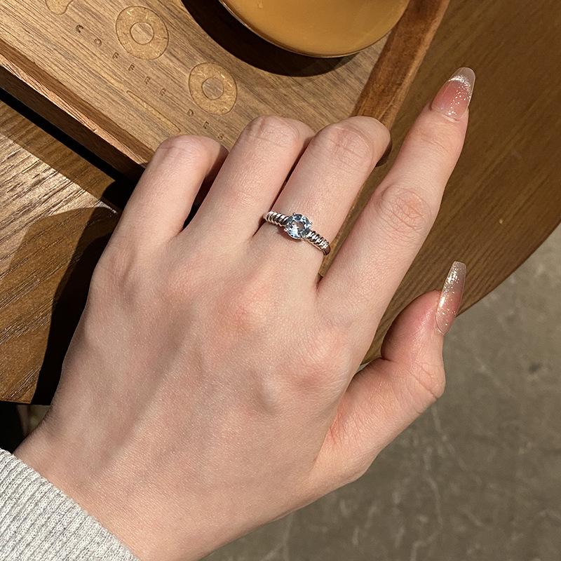 S925 sterling silver ring women's light luxury luxury crystal peridot fashion ring