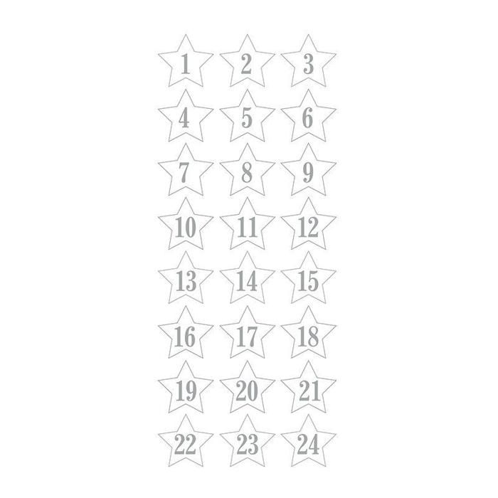 Autocollants Puffies 3D XL Calendrier de l'Avent étoiles argentées