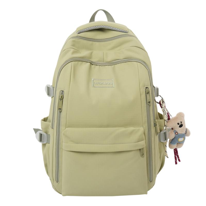 Solid Color Student Schoolbag Women's Large Capacity Backpack