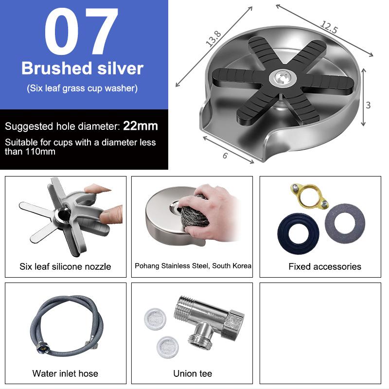 Pohármosogató konyhai mosogatókhoz, csésze mosogató, konyhai kiegészítők, ezüst rozsdamentes acél, kefés tisztítóeszközök