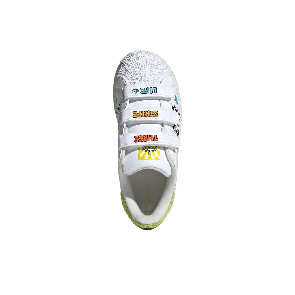 Adidas Originals Superstar 2 Classic Shell Toe Comfortable Low Top Kids Skate Shoes Kids Sneakers White Green JS2469