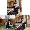 French Blue Vneck Lace Floral Maxi Dress With Slim Fit For Summer 2026