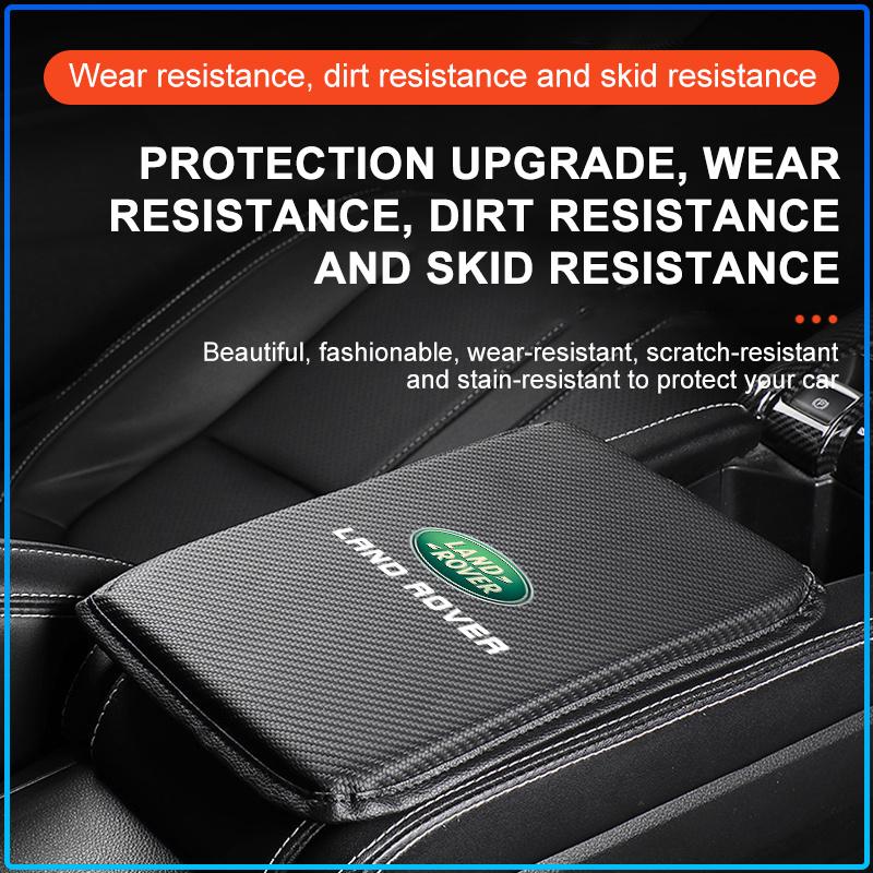 1Pcs Car Armrest Box Mats Leather Center Console Covers Emblem For Land Rover Freelander 2 L2 L319 L462 LF Range Sport Evoque L322 Discovery 2 3 4 5