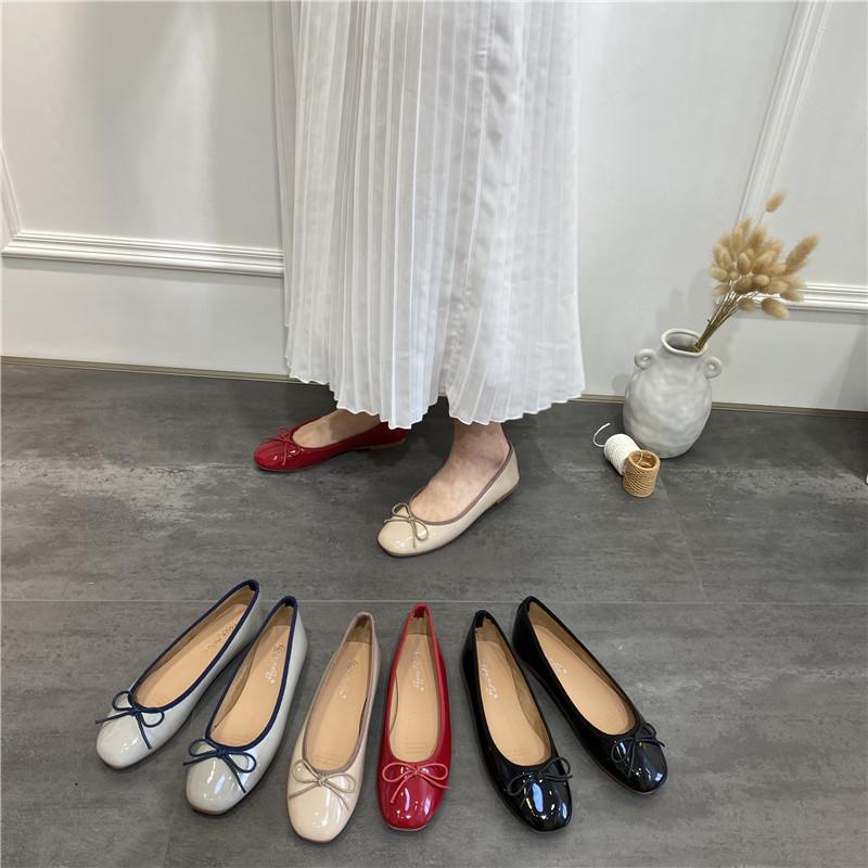 Doudou Single Shoes Women's Shoes 2025 New Summer Versatile Bow Shallow Mouth Ballet Pregnant Women Flat Shoes Ladyshoes