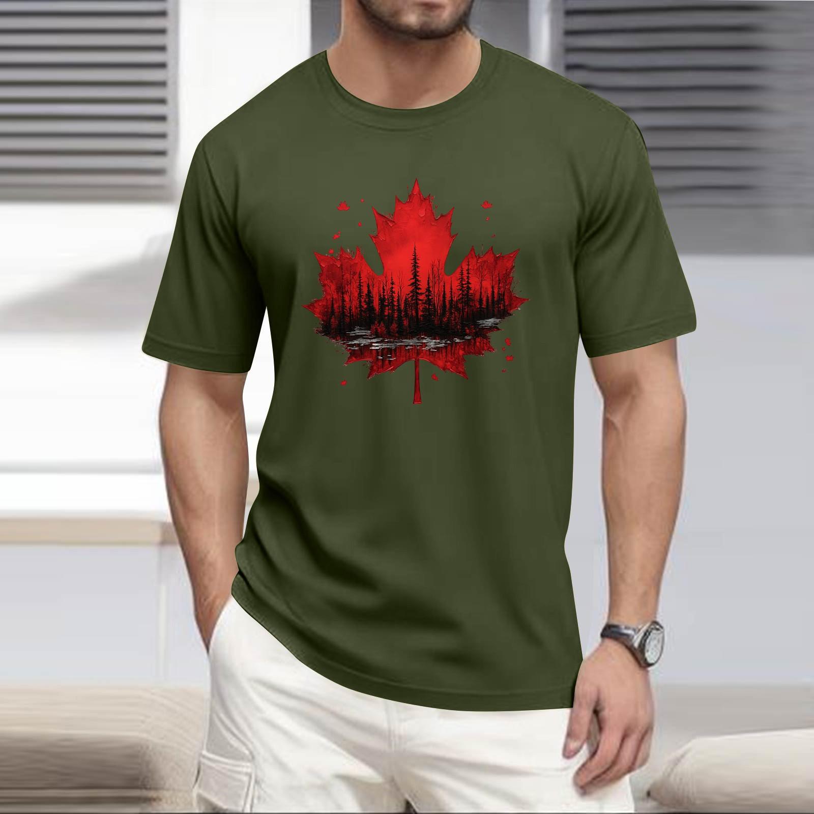 Мужская повседневная футболка с круглым вырезом и короткими рукавами с принтом L армия зеленый