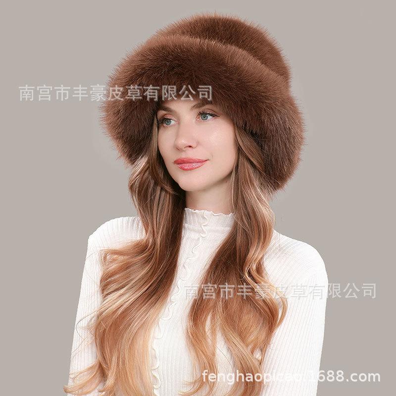 Women Winter Thick Warm Faux Fur Bucket Hat Fluffy Fashionable Ear Flaps