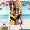 Purple and Yellow Floral Heart Design Beach Towel Quick-drying for Travel Outdoor Sports Jogging Beach and Swimming