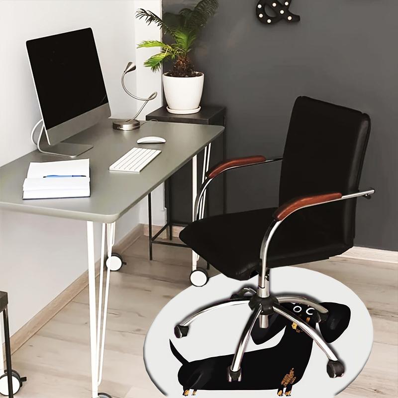 

1pc Office Carpet Chair Mats Black Dachshund with Big Eyes Perfect for Decorating Office Chairs, Living Rooms, Or Bedrooms.YDT191 80cm by 80cm