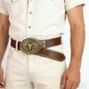 Western PU Leathers Cowboy Buckle Belt For Men And Women Jeans Engraved Floral Metal Buckle Belt Western Belts For Men