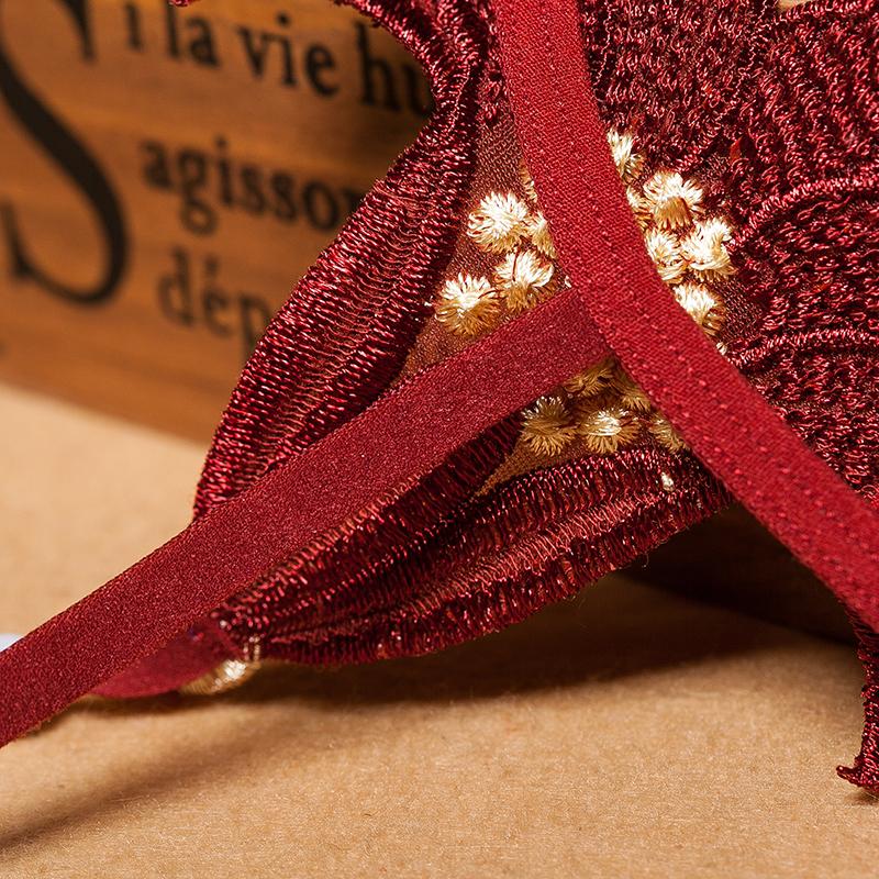 Transparent Women's Panties Sweet Underwear Open Crotch Thongs Embroidery Sexy Lingerie Erotic Beaded G-Strings T Back