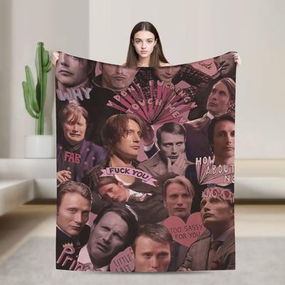 Mads Mikkelsen Super Warm Blanket  Camping Plush Bedding Throws Street Trend Home Decor Flannel Bedspread Sofa Bed Cover