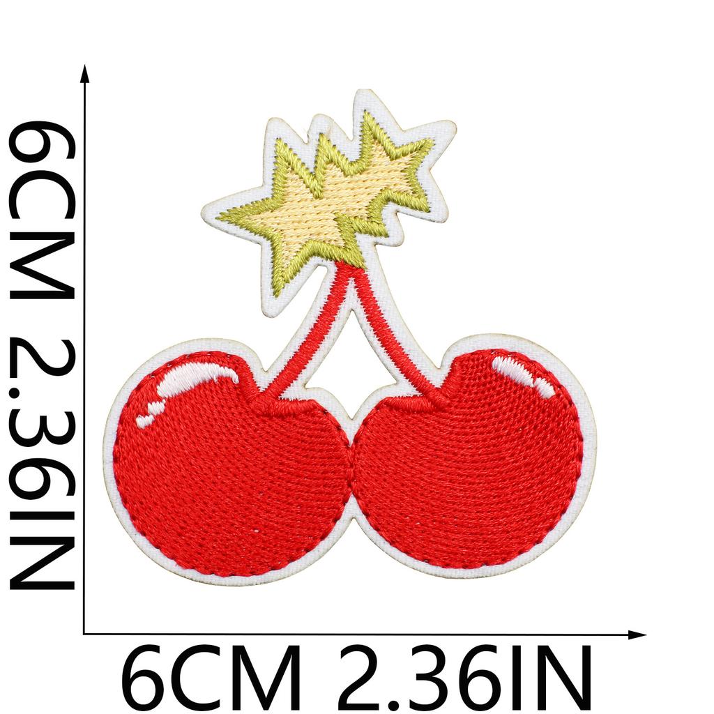 New Fruit Embroidery Cloth Sticker, Clothes Bag Decoration Patch Sticker, Cherry Small Mouth Computer Embroidery Stamp, Ironing