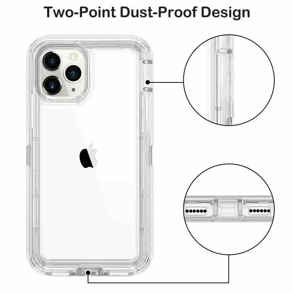 3 IN 1 Hybrid Heavy Duty Armor Full Body Transparent Case for IPhone 16 Pro Max 15 14 13 12 11 Otter Case Box Shockproof Clear Cover
