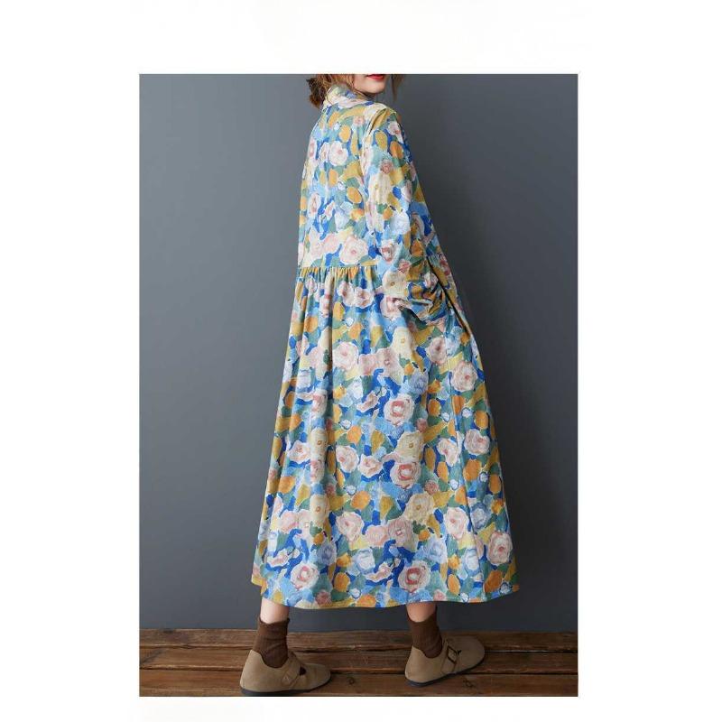 Women's Loose Corduroy Slimming Mid Length Dress