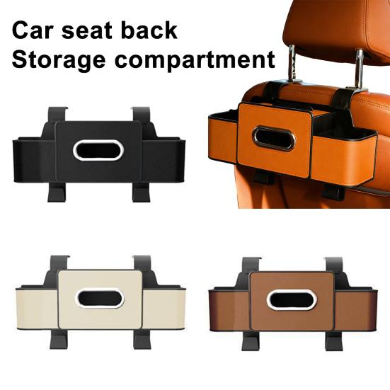 3-in-1 Car Backseat Organizer Multifunctional Back Seat Storage Box with 2 Cup Holders Tissue Box And Hooks for Holding Phones Snacks Drinks Handbags