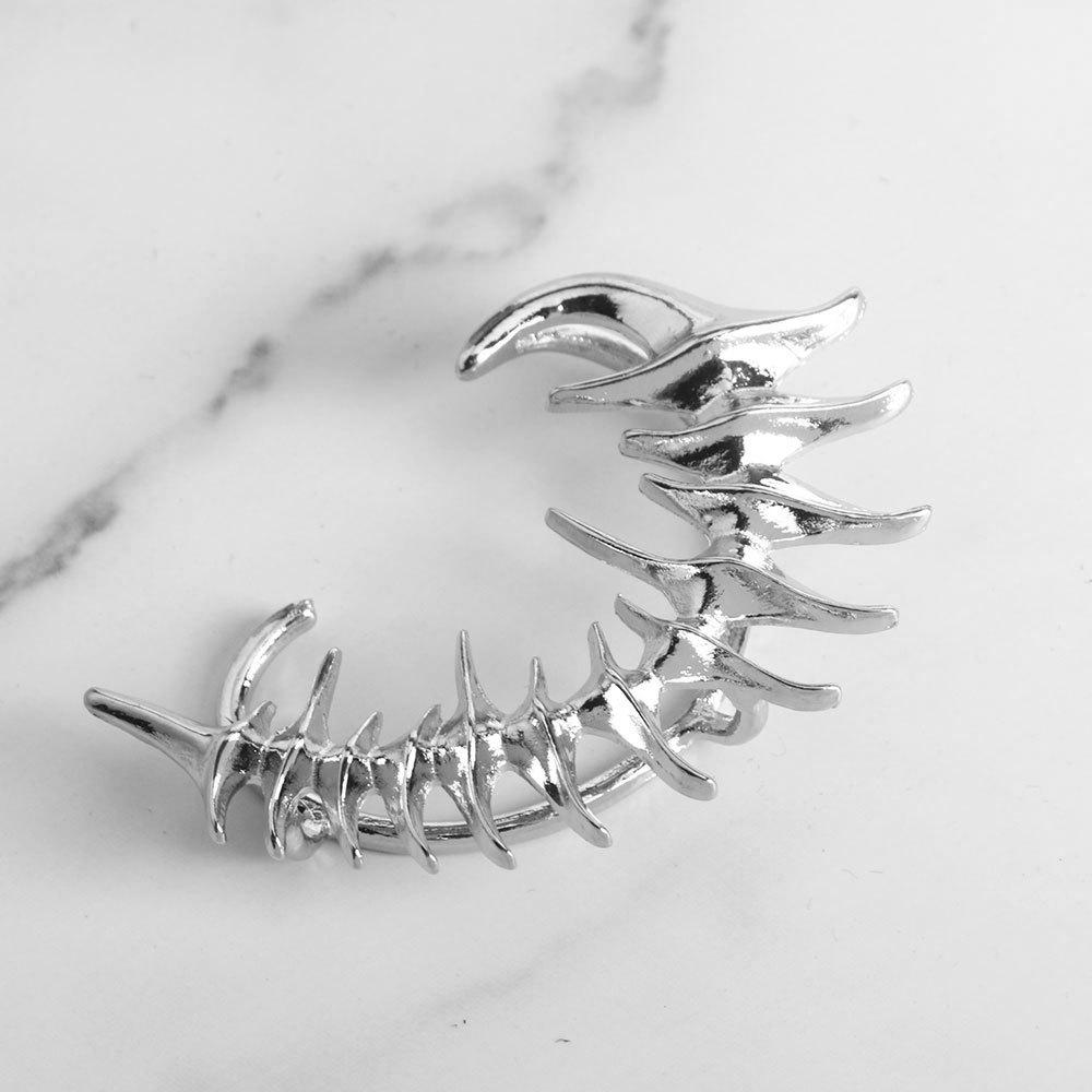 Gothic Thorns Spine Ear Cuffs: Non-Piercing, Mechanical Skeleton Bone Spurs Ring