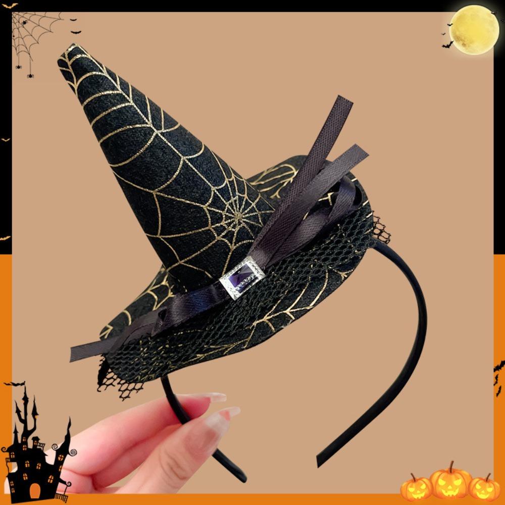 Pumpkin Halloween Witch Hat Headband Spider Cone Hat Hair Hoop Photo Props