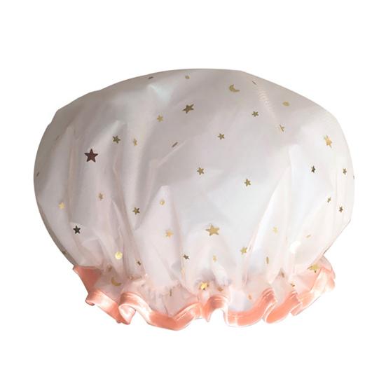 

Bath Hat Star Pattern Double Layer PVC Kids Shower Shampoo Cap for Bathroom темно-помаранчевий колір