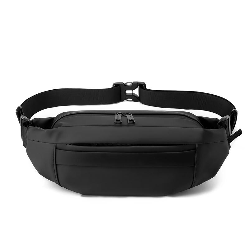 1 Men's Multifunctional Sports Waist Bag - Multi-layer Zipper Closure, Adjustable Chest Bag, Sports Style Crossbody Bag