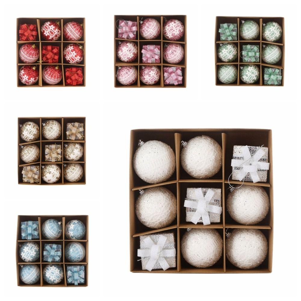 9pcs Shatterproof Foam Christmas Ball Pendant 8cm Xmas Tree Ornaments  Holiday Festival Decor