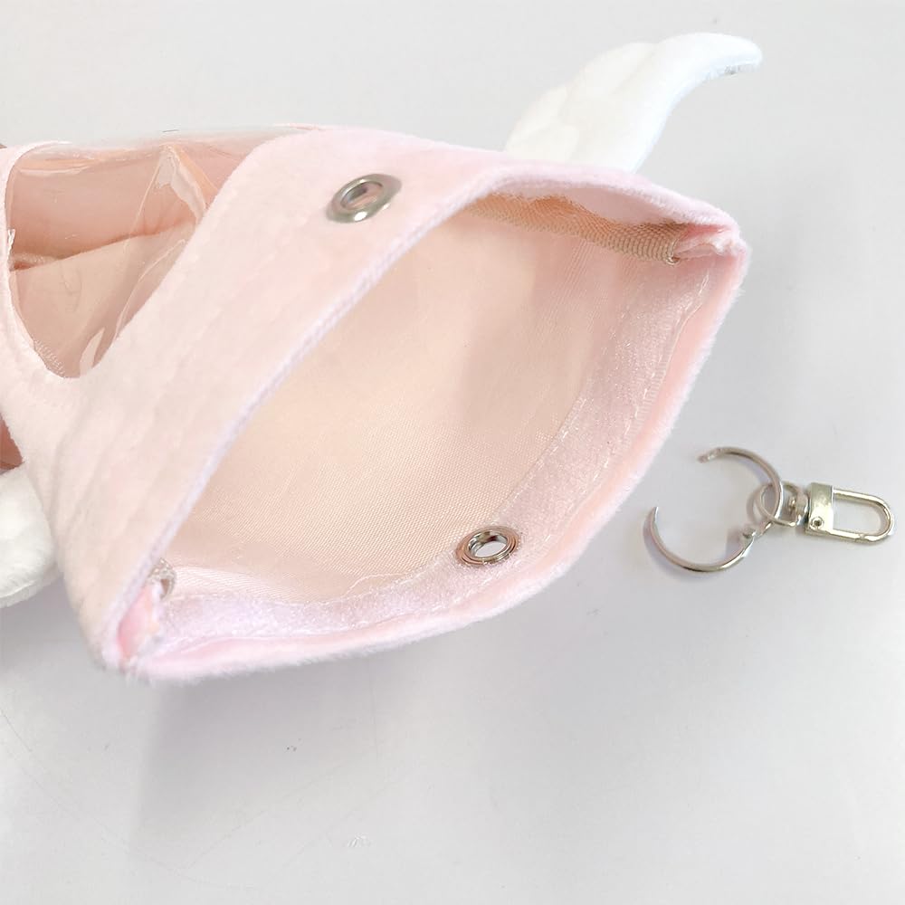 Plyšové pouzdro s křídly pro 10cm plyšové srdce, Andělská taška fialová Hračky, Okénko, Křídla, Průhledné, Přívěsek, [Použité]