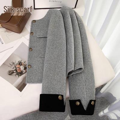 Sybyl SHE Women's Round Neck Wool Blend Double-Faced Jacket