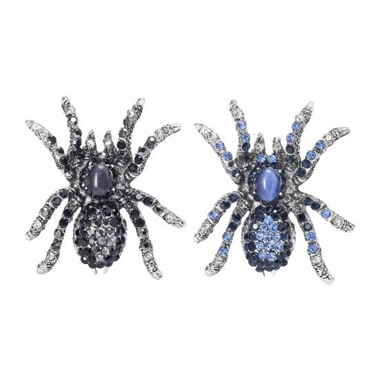 Vintage Style Overcoat Brooch Shining Rhinestones Decor Spider Shape Shawl Scarf Pin Men Suit Coat Simple Badge Fashionable Accessories