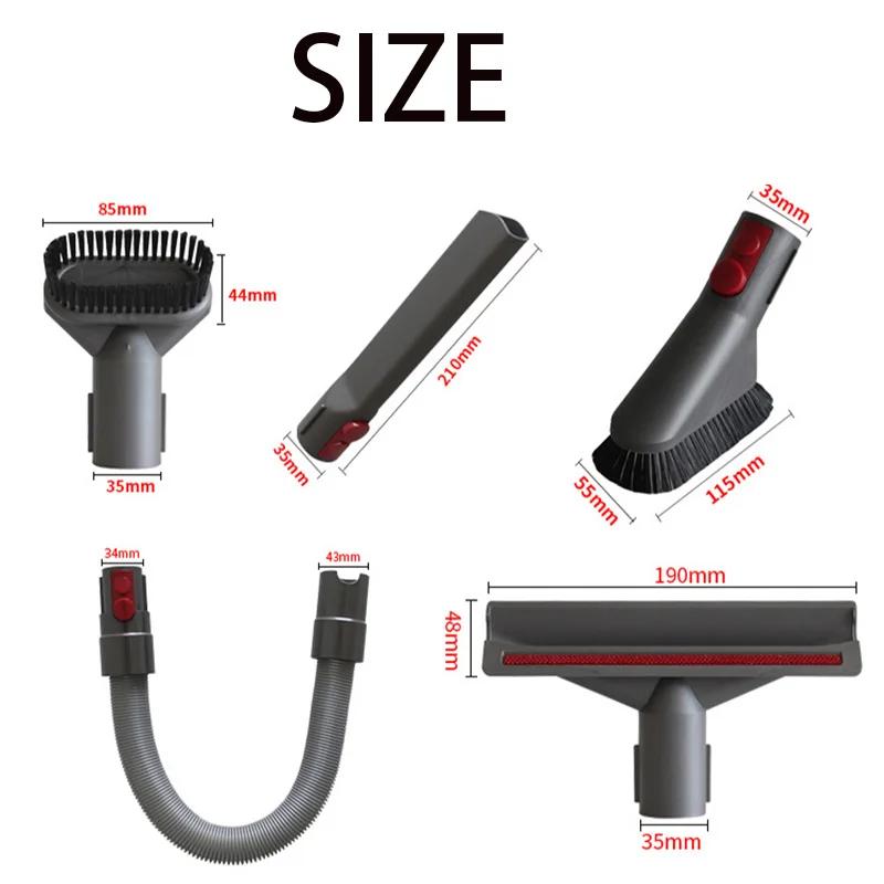 For Dyson V7/V8/V10/V11 Vacuum Cleaner Suction Head Set 5pcs Set Vacuum Cleaner Mattress Brush Head Round Brush Soft Brush Parts