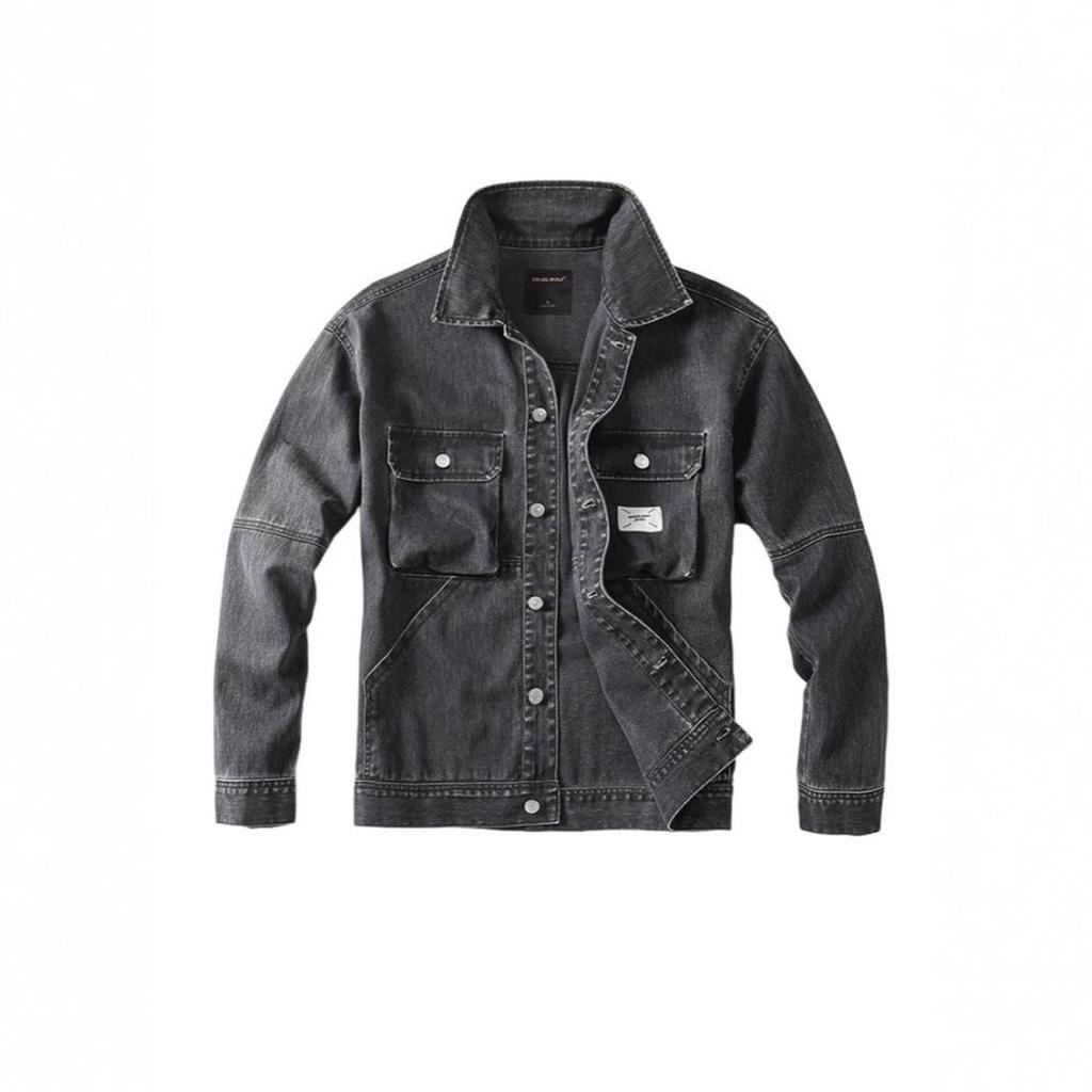 Men's Trendy American Retro Denim Jacket - Heavyweight Cotton Lapel Workwear