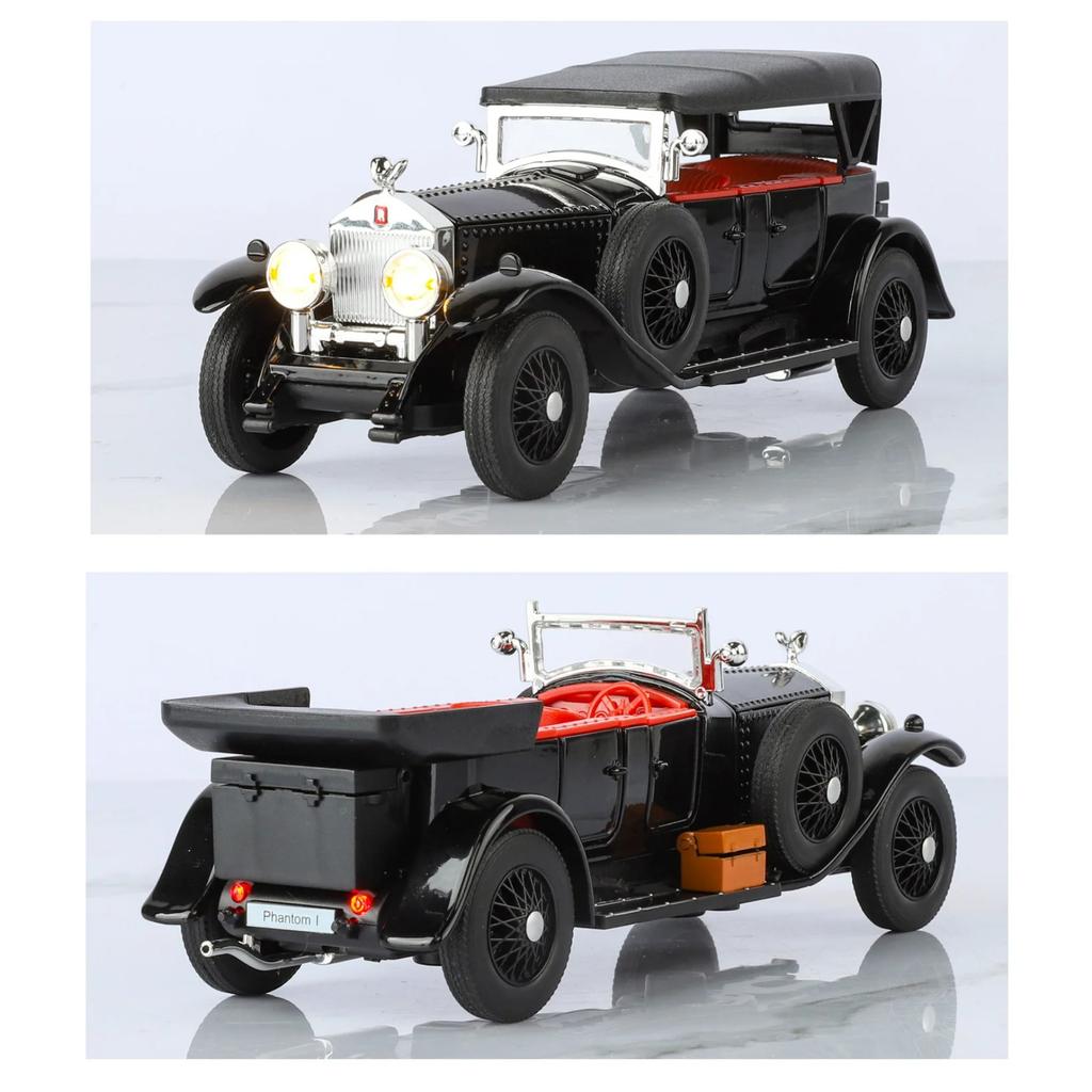 1/32 Rolls-Royce Phantom I Alloy Classic Old Car Model Metal Retro Luxy Vehicles Car Model Sound Light Simulation Kids Toys Gift