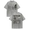 Segmented Abstract Face "lost Mind" and "finding the Soul" Printed Men's Street Style Distressed Washed 230g Cotton T-shirt, Suitable for Holidays